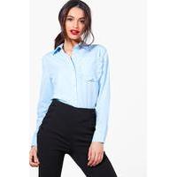 Frill Pocket Shirt - blue