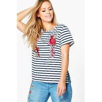 frankie embroidered stripe tee multi