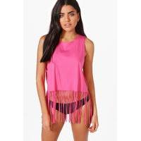 Fringed Beach Vest - pink