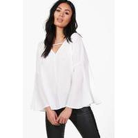 Frill Hem Floaty Blouse - white