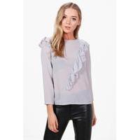 Frill Detail Blouse - grey