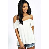 Frill Sleeve Swing Top - cream