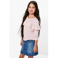 frill layered knit top sand