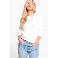 Front Body Stitch Jumper - white