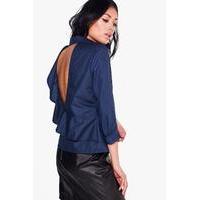 Frill Back Shirt - navy