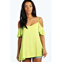 Frill Sleeve Swing Top - lime