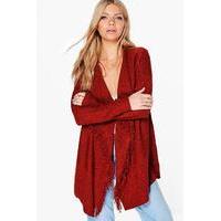 Fringed Waterfall Cardigan - rust