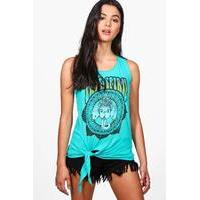 free spirit knot front tee green