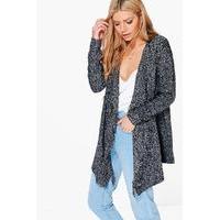 Fringed Waterfall Cardigan - black