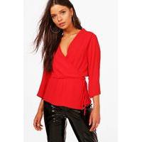 Front Plunge Blouse - red