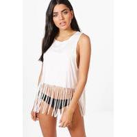 Fringed Beach Vest - white