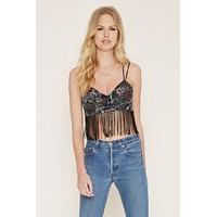 fringed floral cropped cami