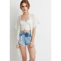 fringed floral embroidered kimono