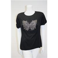 French Connection Size 10 Black Butterfly Top French Connection - Black - Cap sleeved T-shirt