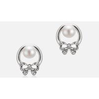 Freshwater Pearl and Bow Stud Earrings