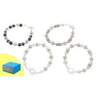 Freshwater Pearl and Simulated Crystal Bracelet with Gift Box