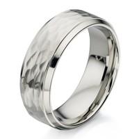 FRED BENNETT Men\'s Stainless Steel Hammered Effect Ring