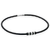 fred bennett mens stainless steel black leather disc necklace