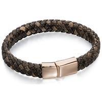 fred bennett mens rose gold plated leather braid bracelet