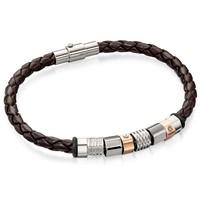 FRED BENNETT Men\'s Stainless Steel & Leather Bracelet