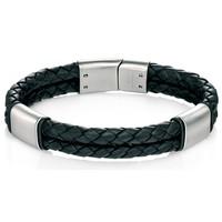 FRED BENNETT Men\'s Black Leather Bracelet
