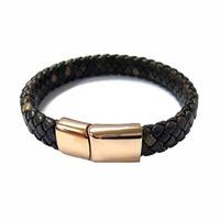 Fred Bennett Mens Rose Gold Plated Leather Braid Bracelet B4685