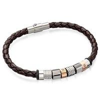 Fred Bennett Brown Leather Beaded Bracelet B4544