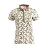 Frances Printed Polo Ladies 10 Khaki/White