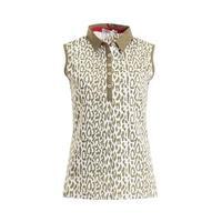 Freda Sleeveless Printed Polo Ladies 8 Khaki/White