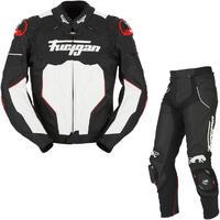 Furygan Raptor Leather Motorcycle Jacket & Trousers Black White Red Kit