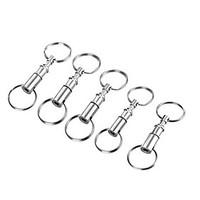 FURA Outdoor Iron Alloy Detachable Double Ring Keyrings - Silver (5PCS)-Snap Lock Pull-apart Keychain