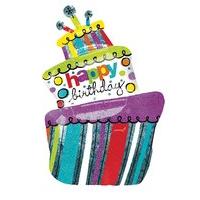 Funky Birthday Cake Foil Balloon