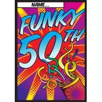 funky 50th personalised birthday card