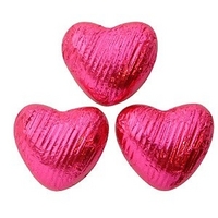 Fuschia pink chocolate hearts - Bulk box of 200