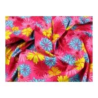 Funky Flower Print Cotton Poplin Dress Fabric Pink Multi