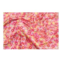 Fun Floral Cotton Poplin Dress Fabric Pink & Yellow