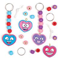 Funky Face Heart Keyring Kits (Pack of 4)