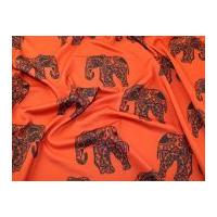 Funky Elephants Print Scuba Stretch Jersey Dress Fabric Burnt Orange