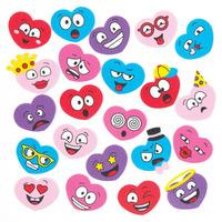 funky face heart stickers pack of 120