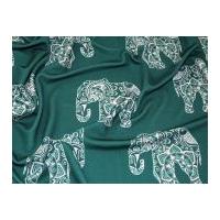 Funky Elephants Print Stretch Jersey Knit Dress Fabric Teal