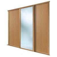 Full Length Mirror Natural Oak Effect Sliding Wardrobe Door (H)2223 mm (W)762 mm Pack of 2