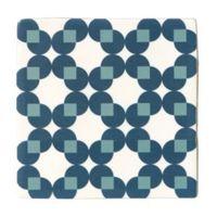 Fusion Blue & White Satin Patterned Ceramic Wall Tile Pack of 25 (L)140mm (W)140mm