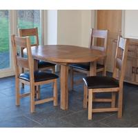 Furniture Link Hampshire Oak Dining Set - Round Extending with 4 Padded Seat Chairs
