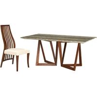 Furniture Link Veneto Marble Dining Set with 6 Wooden Back Dining Chairs