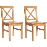 Furniture Link York Oak Dining Chair-Solid Seat(Pair)