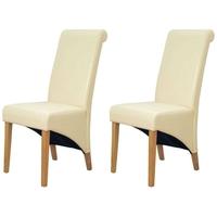 Furniture Link Corban Oak Dining Chair - Cream (Pair)