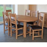 Furniture Link Hampshire Oak Dining Set - 180cm Oval Extending with 6 Padded Seat Chairs