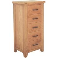 Furniture Link Hampshire Oak Chest of Drawer - 5 Drawer Slim