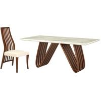 Furniture Link Sorrento Marble Dining Set with 6 Wooden Back Dining Chairs