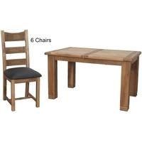 Furniture Link Danube Oak Dining Set - 140cm Extending with 6 Chairs